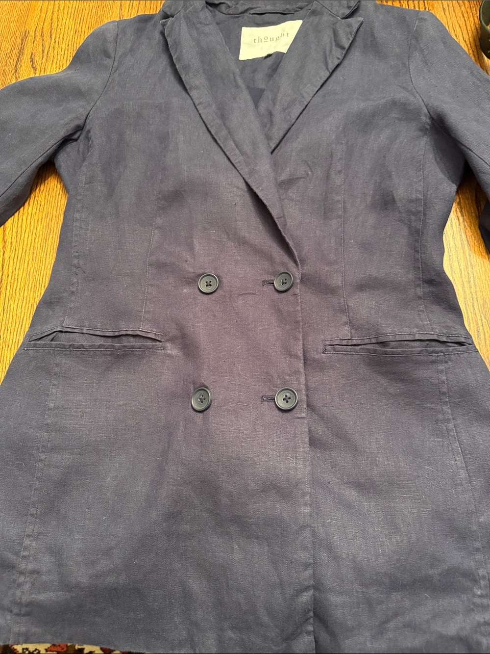 Thought Hemp Summer Blazer Double Breasted Organic Cotton Women’s Size 10
